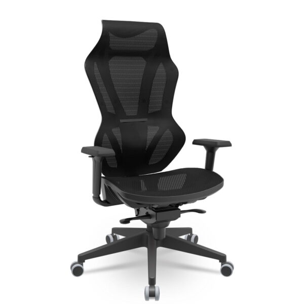 Cadeira Vizon Mec. Sincron Base Dir Piramidal RPU BR3D Shift PU Tela Phoenix T168 Preto - Imagem 1