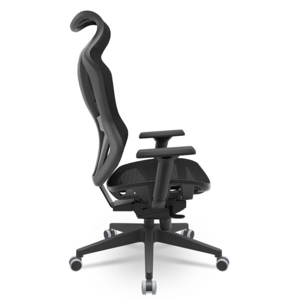 Cadeira Vizon Mec. Sincron Base Dir Piramidal RPU BR3D Shift PU Tela Phoenix T168 Preto - Imagem 3