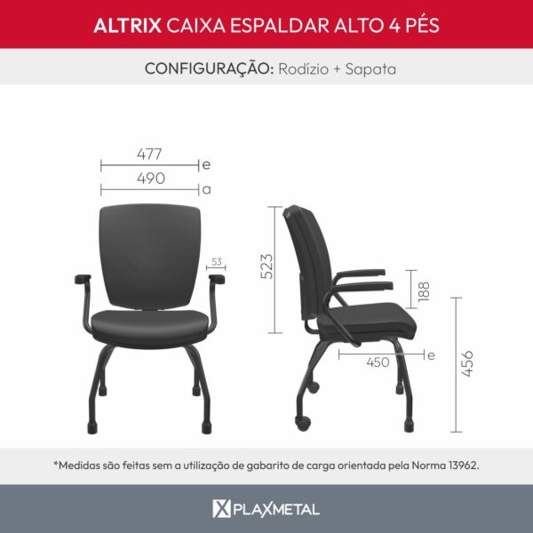 Cadeira Altrix 4 Pés Espaldar Alto - Imagem 10
