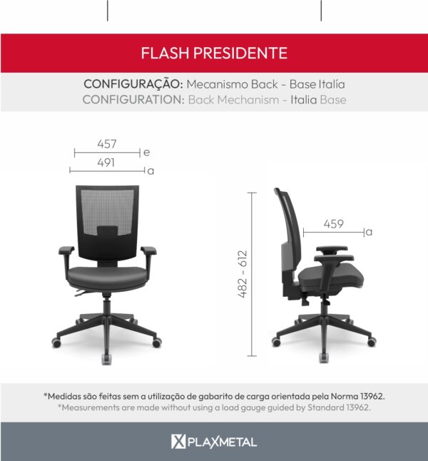 Cadeira Flash Presidente Cinza - Imagem 10