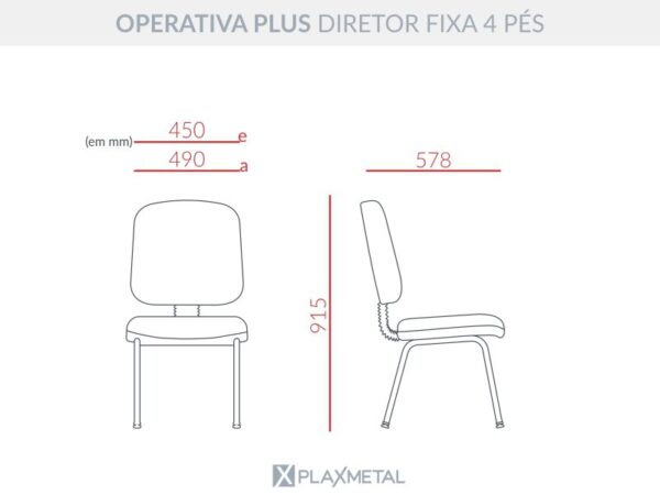 Cadeira Operativa Plus Diretor Fixa 4 Pés - Imagem 10