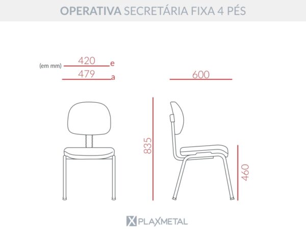 Cadeira Operativa Secretária Fixa 4 Pés - Imagem 10