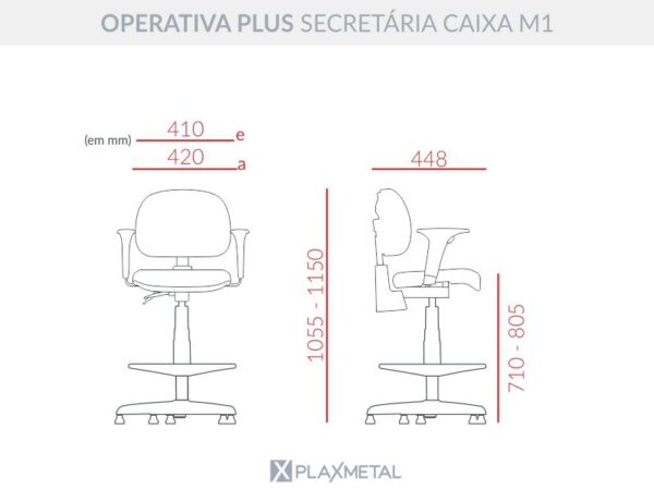 Cadeira Operativa Plus Caixa Secretária M1 - Imagem 10