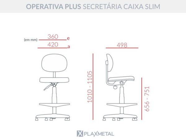 Cadeira Operativa Plus Caixa Secretária Slim - Imagem 10