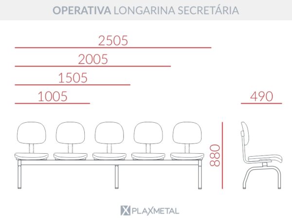 Cadeira Operativa Longarina Secretária - Imagem 7