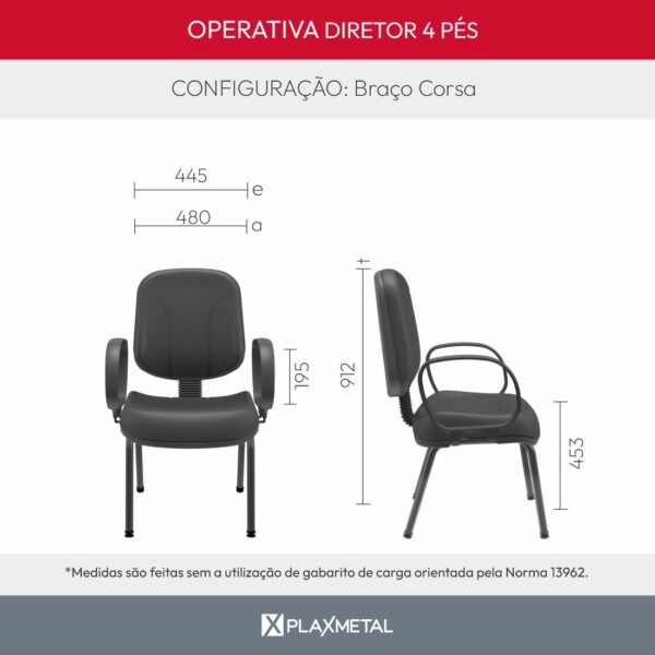 Cadeira Operativa Diretor Fixa 4 Pés - Imagem 10