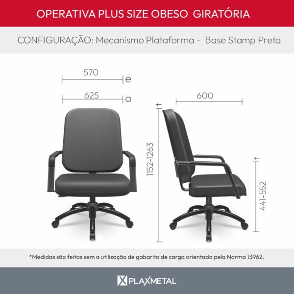 Cadeira Operativa Plus Size Giratória - Imagem 10