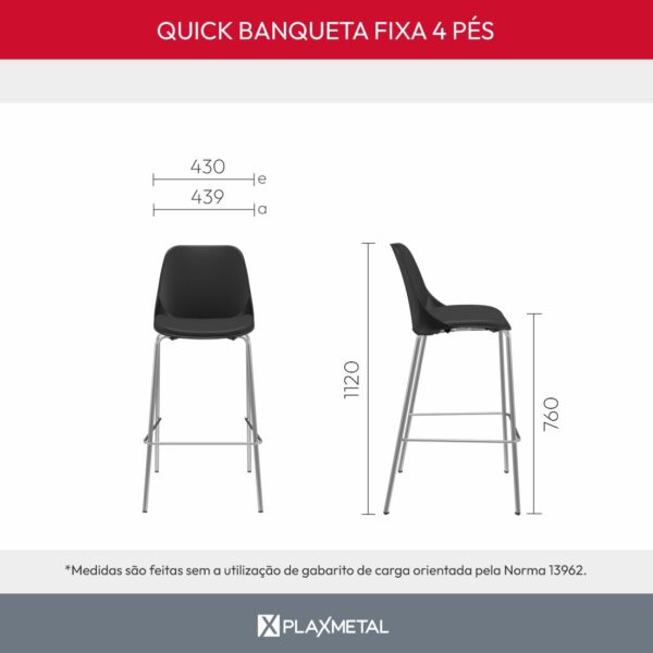 Banqueta Quick Estrutura Cromada - Imagem 3