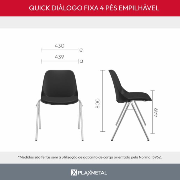 Cadeira Quick Diálogo Fixa 4 Pés Empilhável - Imagem 10