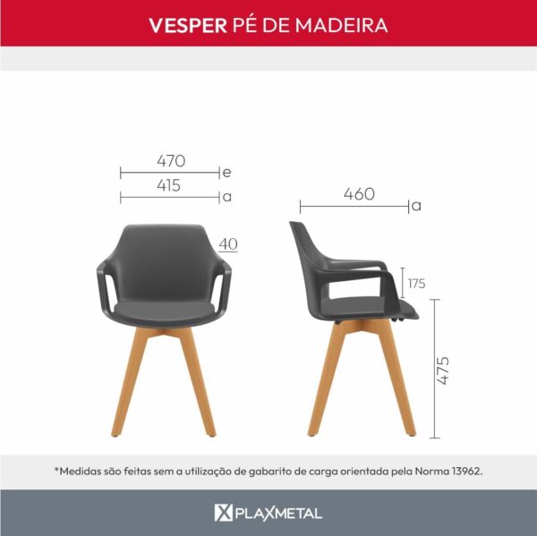 Cadeira Vesper Fixa 4 Pés de Madeira - Imagem 10